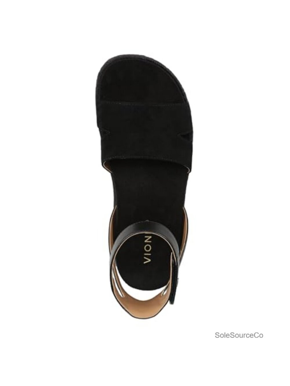 Vionic Yucca Espadrille Wedge Sandals Black Suede Ankle Strap Platform 1.75" - Picture 5 of 6
